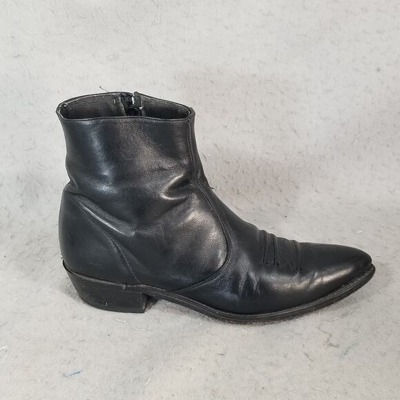Westen Cowboy Ankle Boots Men's 11 D Black Leather - Picture 7 of 14